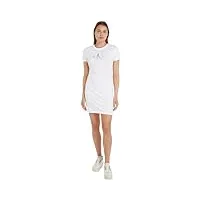 calvin klein jeans robe t-shirt femme monologo dress manches courtes, blanc (bright white), 3xl