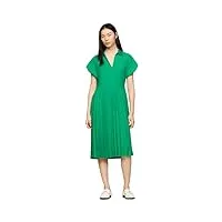 tommy hilfiger robe polo femme pleated midi dress longueur genoux, vert (olympic green), 40