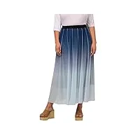 ulla popken femme grandes tailles jupe midi en mesh, dégradé de couleur, ceinture élastique, doublure bleu foncé 42+ 817306750-42+