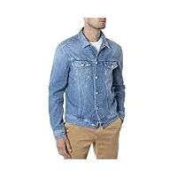 replay veste en jean pour hommes en denim vieilli, bleu (bleu moyen 009), l
