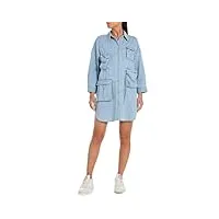 replay robe en jean à manches longues en coton, bleu (light blue 010), s femme