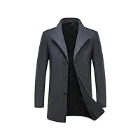 kudoro manteau homme hiver chaude en laine trench coat classique parka pardessus caban slim fit Élegant business overcoat duffle-coats(gris,3xl)
