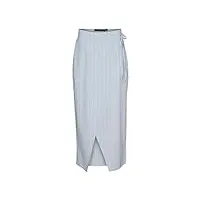 vero moda vmmindy hw jupe longue en lin avec épingle portefeuille, canal/rayures : oatmeal, 40 femme