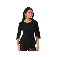 grace karin femmes Élégant top basique plaine tunique automne confortable blouse travail bureau partie blouse noir l