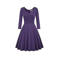 robe de bal polka vintage pin-up à 'audrey hepburn' 50's 60's robe trapeze swing violet foncé -9 xl