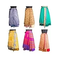 mini jupe portefeuille vintage en soie pour femme - fait à la main - style bohème magique - double couche, 75 pièces, 21-48