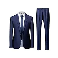 hommes bleu blazer costume mariage marié smoking blazer pantalon plat 2 pièces tenues slim fit costumes formels 106-2 xxl