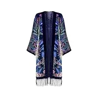 joe browns boutique kimono à franges en velours perlé chemise, violet/multicolore, taille unique femme