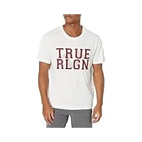 true religion t-shirt appliqu en feutre pour homme, blanc (optic white), taille l