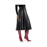 bcbgmaxazria jupe plissée en similicuir avec fermeture éclair dans le dos pour femme, noir, 34