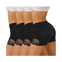 finetoo lot de 4 boxers pour femme - sous-vêtements push-up doux - sexy - respirant - hipster - taille s à xl, série a-6, s
