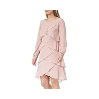 gina bacconi long sleeve tiered dress with rhinestone beading at cuff robe de cocktail, rose pink, 40 femme