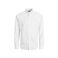 jack & jones jprblusummer shield shirt l/s chemise à manches longues, blanc/coupe : slim fit, xl homme