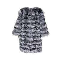oftbuy veste d'hiver femmes long manteau de fourrure véritable naturel grand moelleux fourrure de renard vêtements d'extérieur streetwear épais chaud trois quarts-1