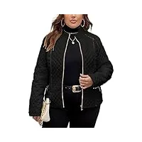 geschallino grande taille veste légère matelassée pour femme manteau matelassé isolé pardessus à col montant 087plus noir 5x