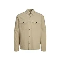 jack & jones jprccroy spring solid overshirt l/s sn chemise, fields of rye/fit: comfort fit, s homme