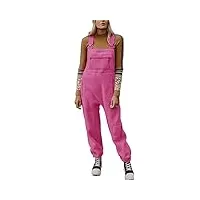 ebifin combinaisons pour femme - salopette décontractée - pantalon de travail - en polaire - chaudes - pour l'hiver - avec poches., rose, s