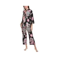 natori jaipur ensemble pyjama en satin noir multi m (femme 38-40), noir/multicolore, 10-12