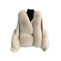 oftbuy manteau de fourrure véritable veste d'hiver femmes fourrure de renard naturel vêtements d'extérieur en cuir véritable streetwear locomotive épais chaud mode