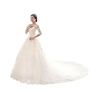 robes de mariée pour Épaule hors Épaule une ligne plus taille à manches courtes en dentelle applique robe de mariée avec train blanc 42, blanc, plus 44