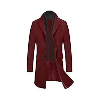 coofandy manteau pour homme manteau en laine chaud manteau d'hiver chaud vestes longues veste d'hiver trench coat extérieur coupe-vent manteau slim fit vin rouge l