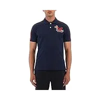 la martina polo homme wmp303 t-shirt à manches courtes col avec boutons logo lm sur la poitrine, bleu, large