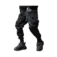 xyxiongmao pantalon techwear japonais streetwear goth noir pour homme pantalon de jogging tendance tripp cyberpunk, noir, taille s