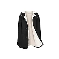yuson girl femme veste d'hiver polaire manches longues veste jacket à boutons corne zippé sweat à capuche chaud Épais cardigan sweatshirt pull hooded coat avec poche(noir, l)