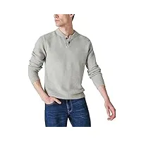 lucky brand pull henley doux pour homme, gris clair chiné, taille xl