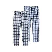 jinshi lot de 2 bas de pyjama homme coton long pantalon de pyjama polaire à carreaux vêtement de nuit pantalon de détentea poches taille xl