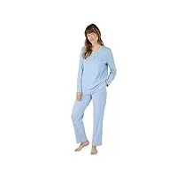 damart - pyjama maille interlock côtelée douce et souple, bleu, 54-56 (xxl)