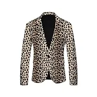 blazer homme ete - polka dot leopard print casual british fashion slim fit suit veste homme veste costume homme noir