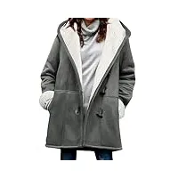 vancavoo manteau femme hiver manteaux à capuche blouson veste polaire chaud jacket Épais hoodie chic et elegant sweat-shirt long outwear avec poche,gris foncé,s
