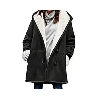 vancavoo manteau femme hiver manteaux à capuche blouson veste polaire chaud jacket Épais hoodie chic et elegant sweat-shirt long outwear avec poche,noir,l