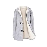 vancavoo manteaux à capuche manteau femme hiver zippé blouson veste polaire jacket chaud Épais hoodie chic et slim sweat-shirt long outwear avec poche,gris clair,xl