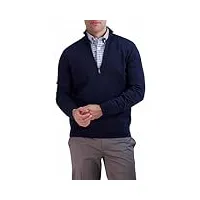 brooks brothers pull en coton supima demi-zippé avec logo pour homme, bleu marine, taille m