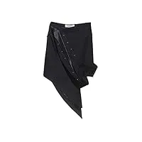 hdhdeueh mini jupe mi-corps taille haute noire avec ourlet irrégulier strass, noir , 40