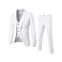 liaddkv costume 3 pièces pour homme, coupe ajustée, veste, blazer, costume de loisirs, veste, pantalon moderne, veste 3 pièces, blazer, costume pour mariage, business, s-6xl, blanc., l