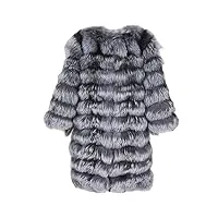 oftbuy veste d'hiver femmes long manteau de fourrure véritable naturel grand moelleux fourrure de renard vêtements d'extérieur streetwear épais chaud trois quarts-3