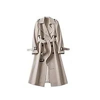 kboplemq trench-coat long pour femme - manteau long à double boutonnage - veste mi-saison classique pour l'automne et le printemps, beige, l