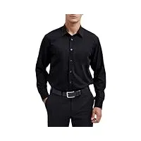 hisdern chemise noire à manches longues pour hommes chemise habillée en fibre de bambou coupe régulière chemise sans repassage avec poche,l