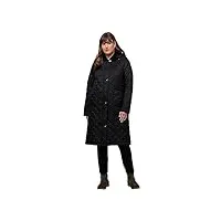 ulla popken femme grandes tailles manteau matelassé, col en velours côtelé, capuche, fermeture éclair à double sens noir 54+ 819279100-54+