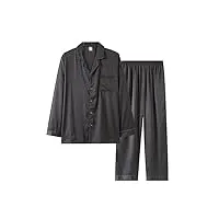 rwraps pyjama homme ice silk thin manches longues summer simulation silk homewear suit (couleur : d, taille : code l) (code dl)