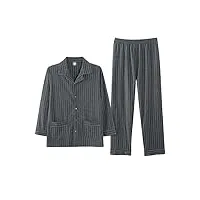 pyjama homme printemps et automne coton manches longues loungewear revers coton costume (couleur : d, taille : xl code) (d xl code)