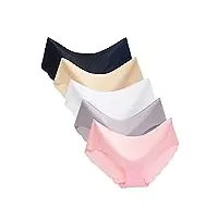biisdost respirant non-solide 5pc couleur sexy midwaist ice silk sous-vêtements pour femmes lingerie en tulle (a, l)