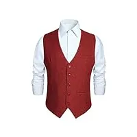 hisdern gilet hommes tweed gilets pour homme rouges formel gilets de costume gilet bourgogne 3xl