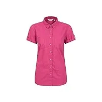 mountain warehouse chemise manches courtes femmes coconut - 100% coton, poids léger, chemisier respirant, doublure maille - voyage, vie quotidienne rose vif 46