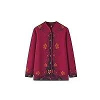hangerfeng pull en laine et cachemire pour femme cardigan en tricot épais 1665, rouge vin, 4xl/5xl