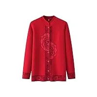 hangerfeng pull en laine et cachemire pour femme cardigan en tricot épais 1666, rouge, m-l