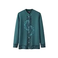 hangerfeng pull en laine et cachemire pour femme cardigan en tricot épais 1666, vert, 3xl/4xl